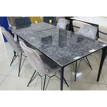 Стол NOTO 180 GLOSS STARLIGHT BLACK SOLID CERAMIC/ BLACK М-City 